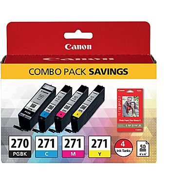 Canon PGI-270XL/CLI-271XL Inkjet Combo Pack (1-BK/C/M/Y/PP-201) (0373C005)