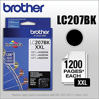 Brother MFC-J4320/4625 Black Extra High Yield Inkjet (1200 Page Yield) (LC-207BK)