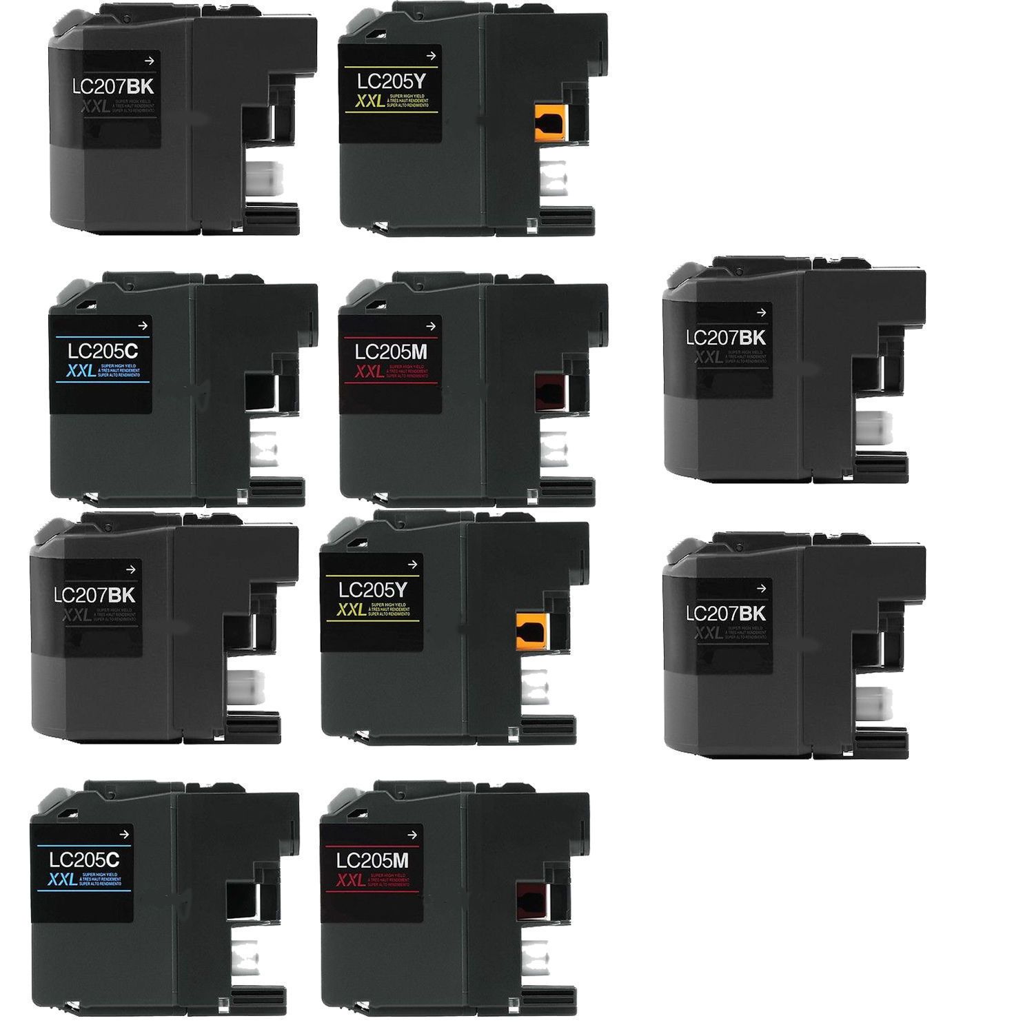 Compatible Brother MFC-J4320/4625 High Yield Inkjet Combo Pack (4-BK/2-C/M/Y) (LC-2074BK2CMY)