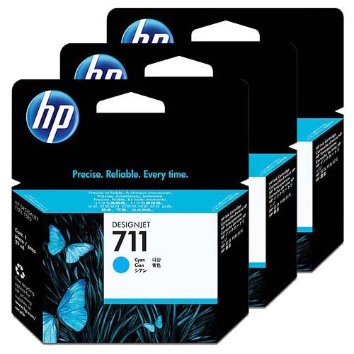 HP DesignJet T120/T520 Cyan Inkjet (3/PK-29 ML) (NO. 711) (CZ134A)