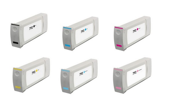 Compatible HP DesignJet L26100/L26500/L28500 Latex Inkjet Combo Pack (BK/C/M/Y/LC/LM) (NO. 792) (CN70BCMYLCLM)