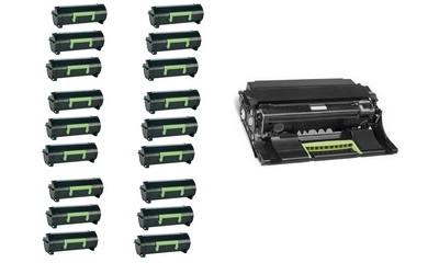 Compatible Lexmark MS-310/410/510/610 Drum/Toner Value Combo Pack (1ea-Drum/12ea-Toners) (NO. 500HA) (50F0HA012PKVB)
