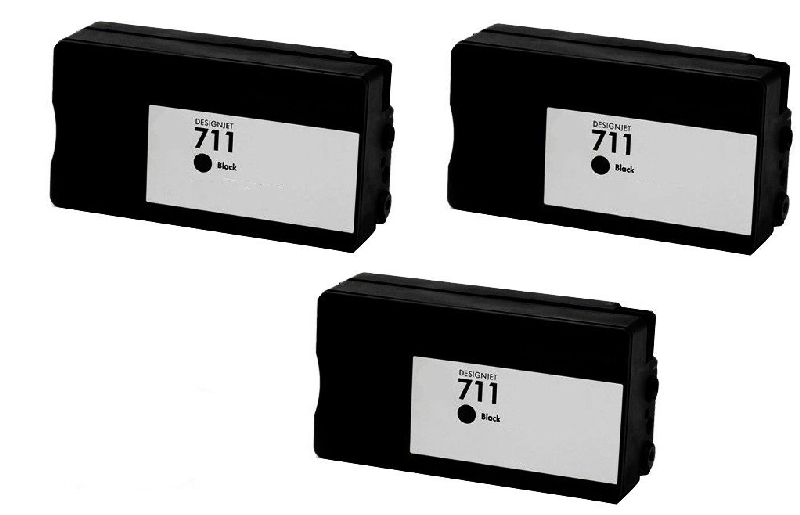 Compatible HP DesignJet T120/T520 Black High Yield Inkjet (3/PK-80 ML) (NO. 711) (CZ133A3PK)