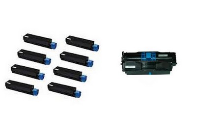 Compatible Okidata B411/431/MB-461/471/491 Drum/Toner Value Combo Pack (1ea-Drum/8ea-Toners) (44574301/44574701VB)