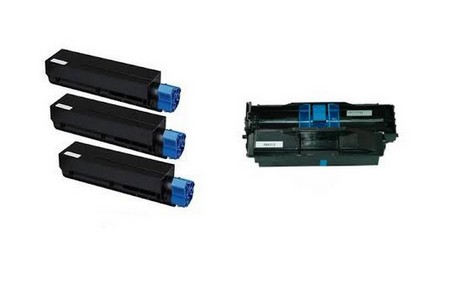 Compatible Okidata MB-491 Drum/Toner Value Combo Pack (1ea-Drum/3ea-Toners) (44574301/44917601VB)