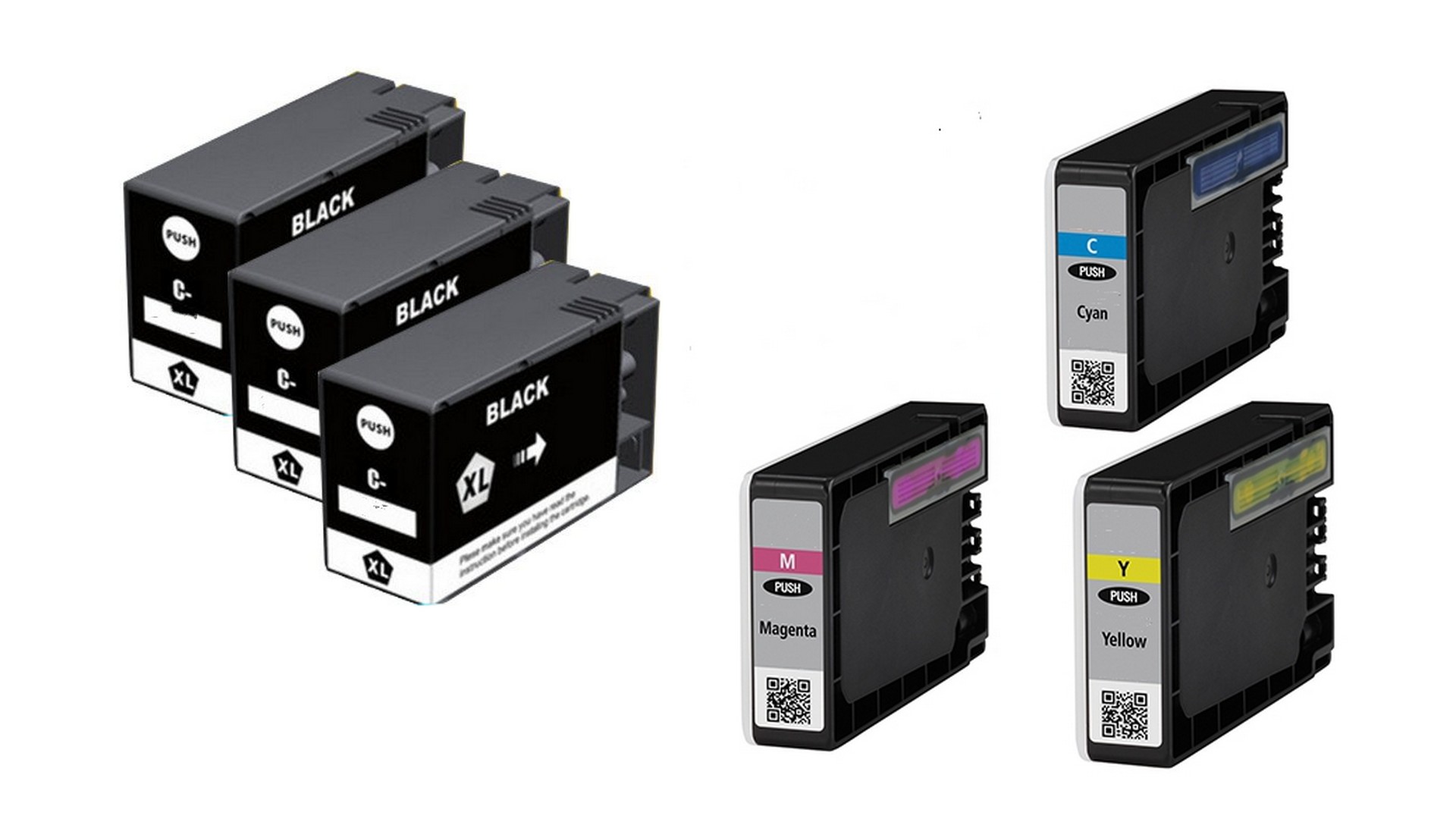 Compatible Canon PGI-1200XL3B3CMY High Yield Inkjet Combo Pack (3-BK/C/M/Y)