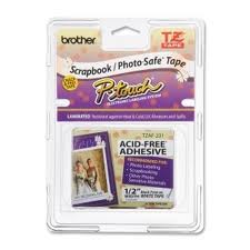 Brother Black on White Acid Free P-Touch Label Tape (1/2in X 26.5Ft.) (TZE-AF231)