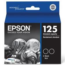Epson NO. 125 Black Inkjet (2/PK-265 Page Yield) (T125120-D2)
