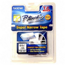 Brother Black on White Non-Laminated P-Touch Label Tape (9/64in X 26.2Ft.) (TZ-N201)