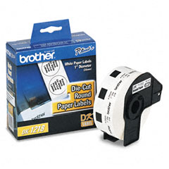 Brother White Round Paper Label Tape (.94 In Round) (1000 Labels) (DK-1218)
