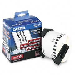 Brother White Continuous Removable Paper Label Tape (2.4in X 100Ft.) (DK-4205)