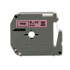 Brother Black on Pink Non-Laminated P-Touch Label Tape (3/8in X 26Ft.) (ME-21)