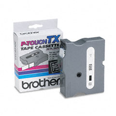 Brother White on Black Laminated P-Touch Label Tape (1in X 50Ft.) (TX-3551)