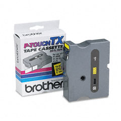 Brother Black on Yellow Laminated P-Touch Label Tape (1in X 50Ft.) (TX-6511)