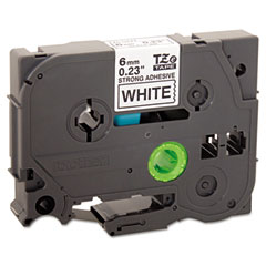 Brother Black on White Industrial P-Touch Label Tape (1/4in X 26.5Ft.) (TZE-S211)