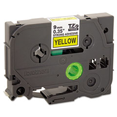 Brother Black on Yellow Industrial P-Touch Label Tape (3/8in X 26.5Ft.) (TZE-S621)