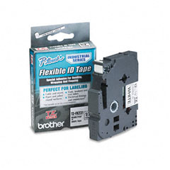 Brother Black on White Flex ID P-Touch Label Tape (1/2in X 26.5Ft.) (TZE-FX231)