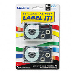 Casio 3/8in Blue/White Label Tape (2/PK) (XR9WEB2S)