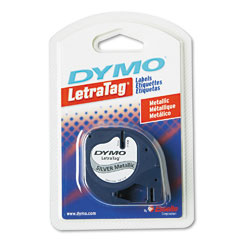 Dymo Silver Metallic LetraTag Tape (1/2in x 13 Ft.) (91338)