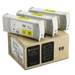 HP DesignJet 5000/5500 Yellow Dye Inkjet (3/PK-680 ML) (NO. 81) (C5069A)